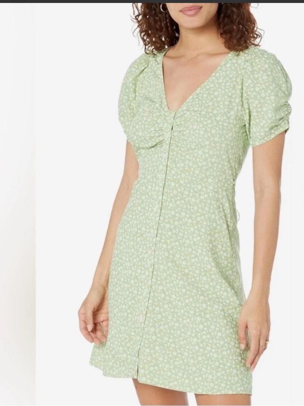 Madewell V-Neck Puff Sleeve Button Front Mini Dress in Ditsy Daze. NWOT Sz4